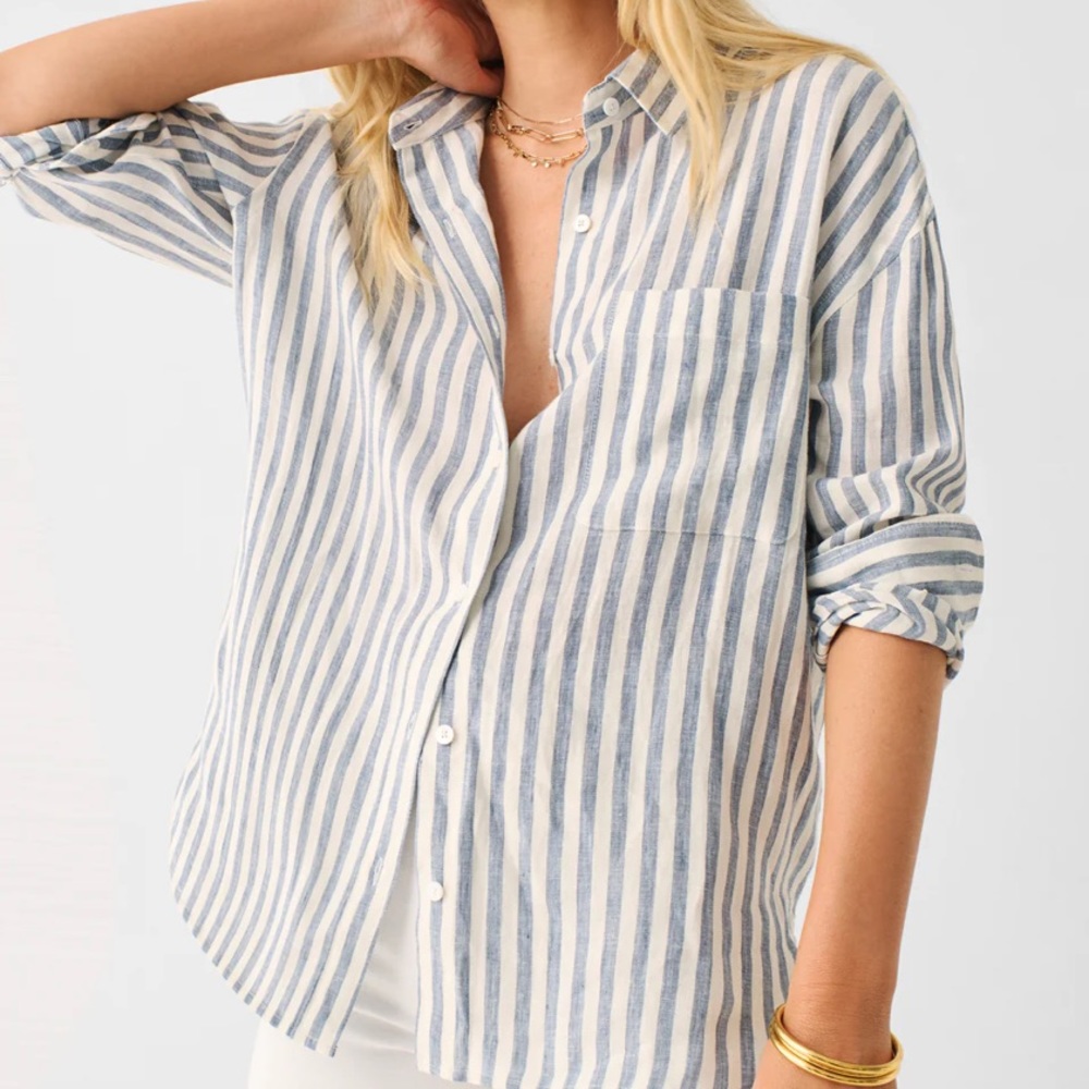 faherty laguna linen relaxed shirt small